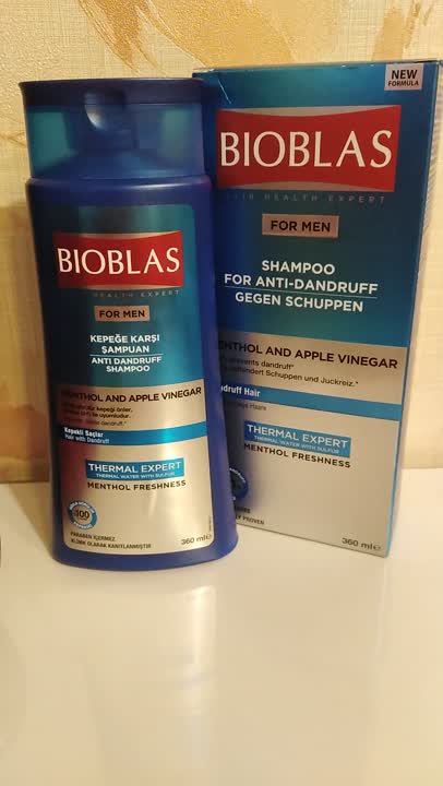BIOBLAS Шампунь для мужчин против перхоти с ментолом и яблочным уксусом ...