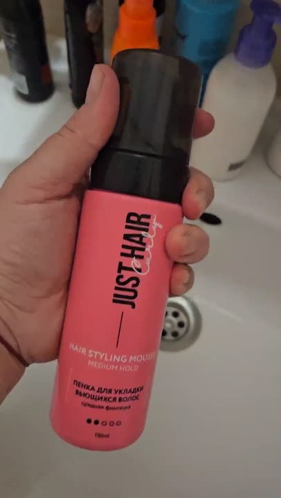 JUST HAIR Пенка для укладки вьющихся волос, средняя фиксация Curly Hair ...